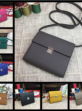 裴格H家全手工手缝原版epsom皮凯莉clic16小方包单肩斜跨包