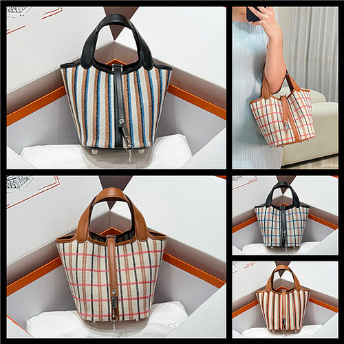 Picotin菜篮子刺绣Lock水桶包