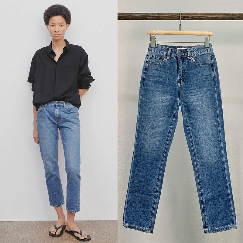肯豆THE极简风裤子直筒九分牛仔裤女款小个子高腰潮2026新款爆款