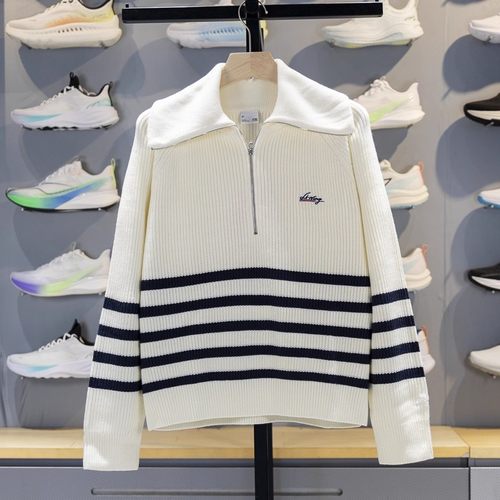 李宁女子套头编织衫2025冬季新品宽松舒适半拉链翻领毛衣AMBV340