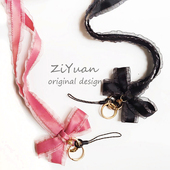 新款 雪纺可拆卸挂脖绳手机壳蝴蝶结ins风轻薄莎手腕短挂绳女宽带