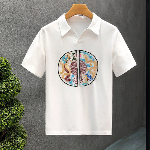 国风中式翻领短袖t恤男士潮牌潮流衣服夏季新款百搭polo0813k