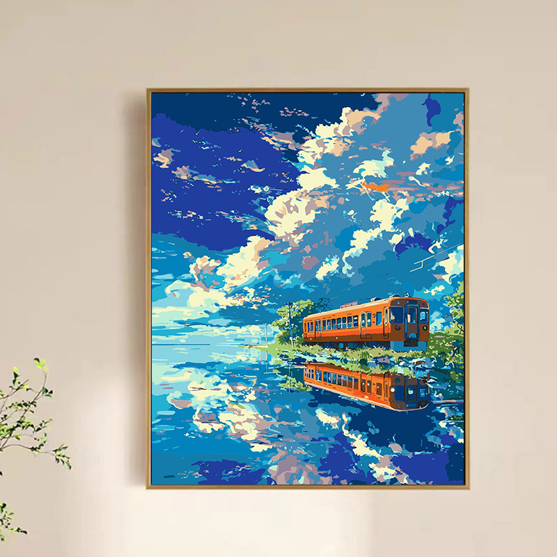 diy数字油画手工梦幻挂画海边风景客厅挂画装饰画油彩画风景花卉图片