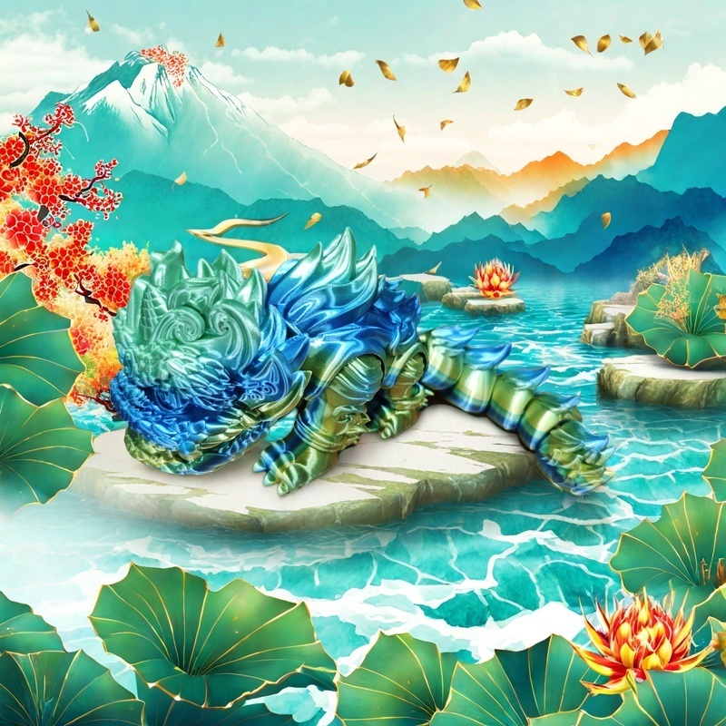 山海经异兽年兽麒麟关节可动玩具摆件醒狮舞狮模型手办桌面装饰3D