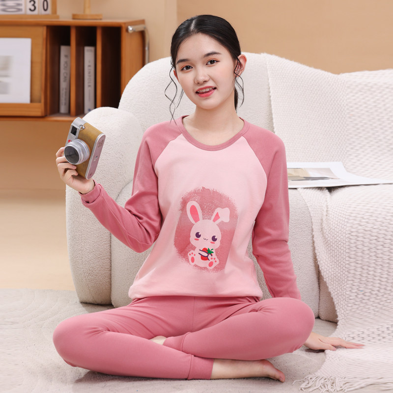 女童纯棉秋衣秋裤薄款内衣套装