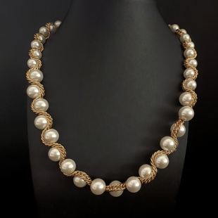 中古vintage西洋欧美风轻奢时尚流行高级百搭气质设计感珍珠项链