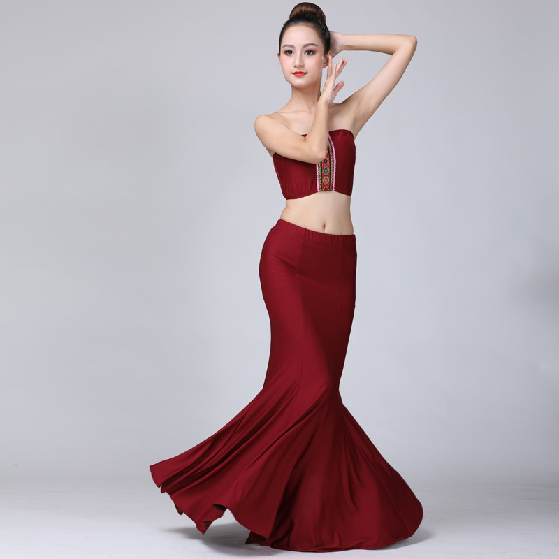 傣族舞蹈服装成人女演出服舞裙长裙孔雀舞蹈表演服舞蹈练习裙