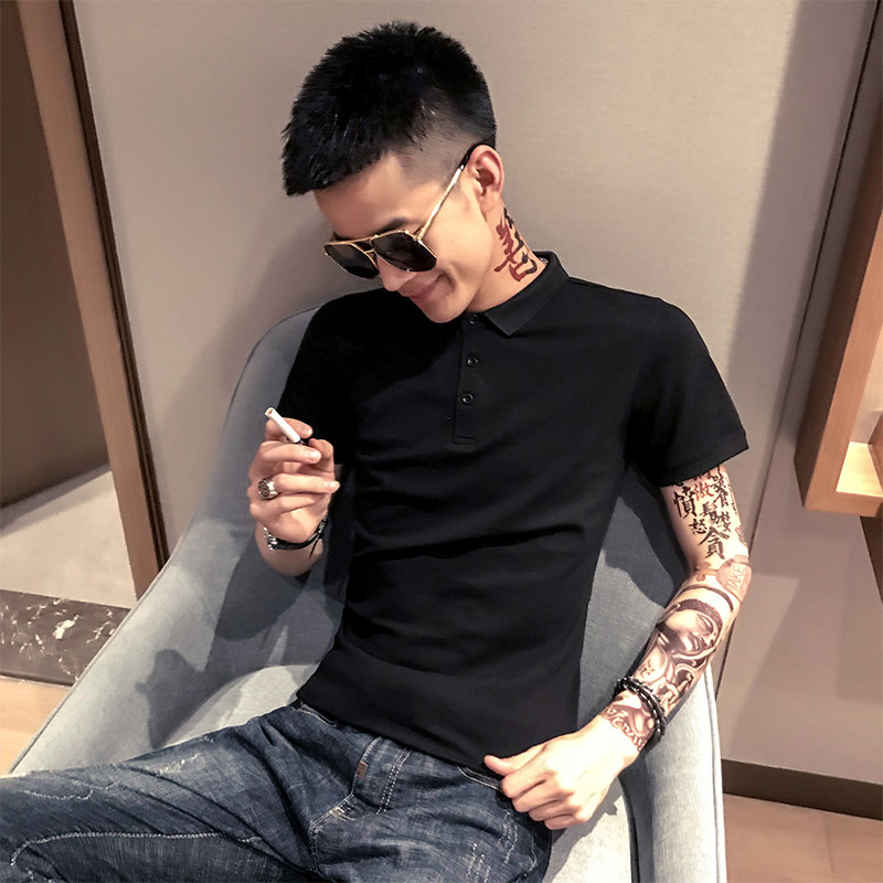 网红短袖t恤精神小伙带领polo衫