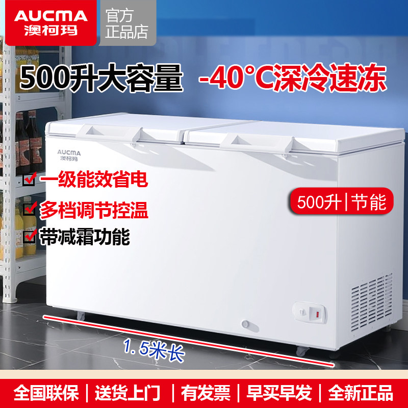 澳柯玛大冰柜商用大容量冷藏冷冻卧式单温雪柜冷冻冰柜500升一级