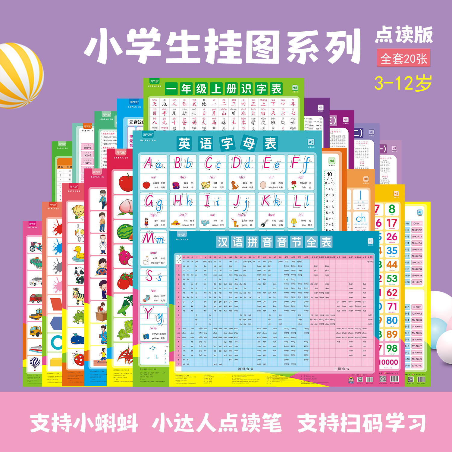 20张正版小学生语数英知识挂图