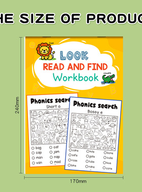 Read and Find Phonics Workbook外贸趣味自然拼读单词游戏涂色本