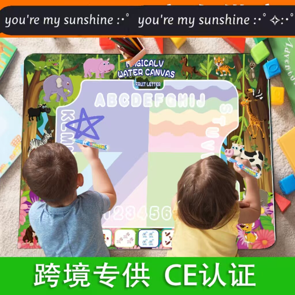 Water Canvas 外贸儿童超大水画布清水画本数字几何图形涂鸦画毯
