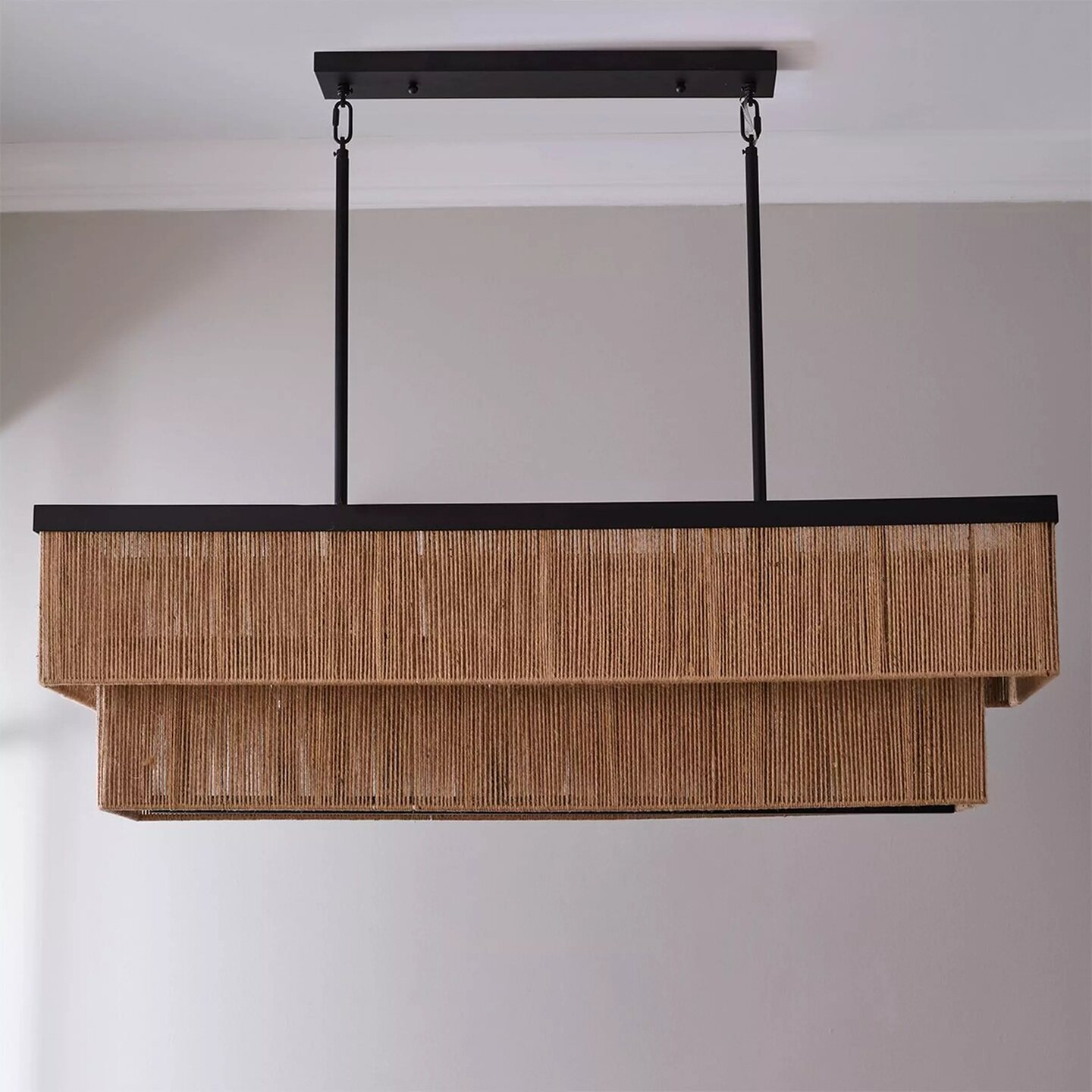 法式复古中古麻绳长条吊灯 设计师创意个性餐厅岛台装饰主灯