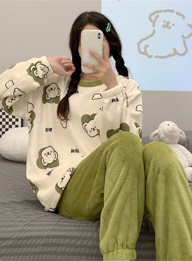 2025新款秋冬珊瑚绒女睡衣套装