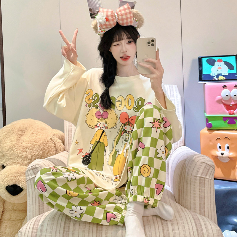 卡通动漫可爱睡衣女春秋季圆领