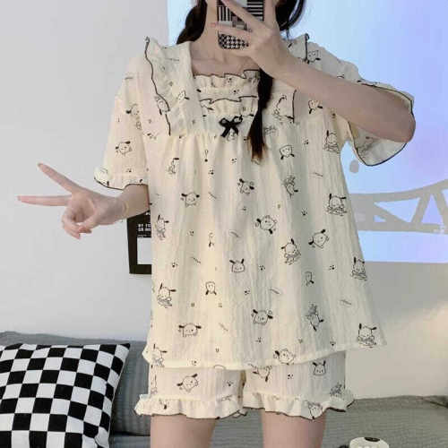 睡衣女夏季短袖泡泡棉可爱公主风