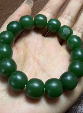 私家定做~收藏级 碧玉籽料带皮14MM手串 超老熟细腻料子需要定做