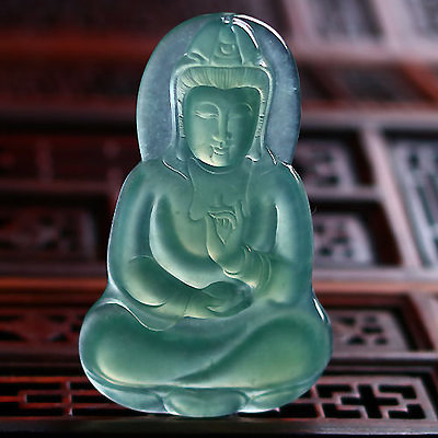 玉意翡翠珠宝-缅甸天然A货翡翠~精雕冰种纯美大观音（结缘欣赏