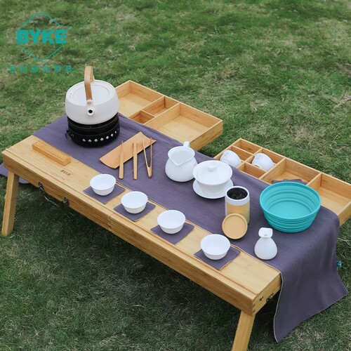 折叠户外简约旅游车载便携式功夫旅行茶具套装包带竹实木茶盘整套