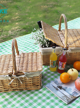 百科（BYKE）户外野餐竹篮休闲野炊手提篮子竹制北欧ins便携竹筐