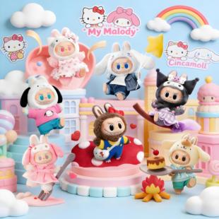 POPMART泡泡玛特拉布布三丽鸥家族搪胶毛绒挂件盲盒LABUBU凯蒂猫