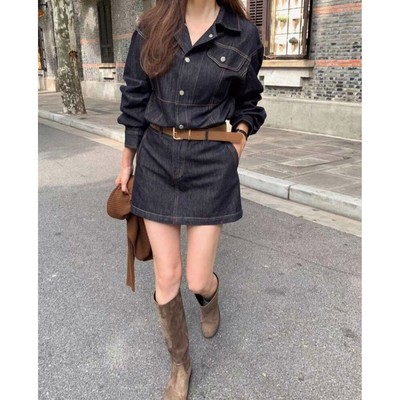 九1108韩国东大门连衣裙区CELLONA-8690801秋季清新通勤英伦纯色