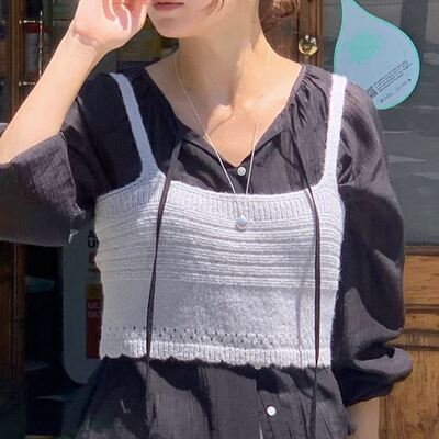 六0903韩国正品tren-dy-apparel--29638 吊带区人气复古秋季都市