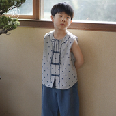 满呐春夏新中式 国风男童背心马甲盘扣民族风