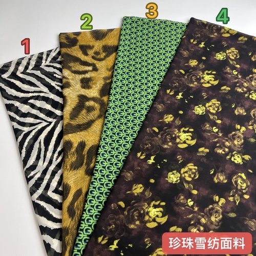 顺发爆款单色花型雪纺珠印花布料