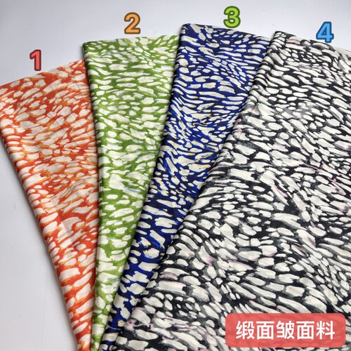顺发春夏垂感透气缎面皱印花布料