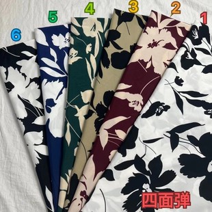 印花雪纺四面弹面料批发多色春夏款做连衣裙大摆裙雪纺衫服装布料