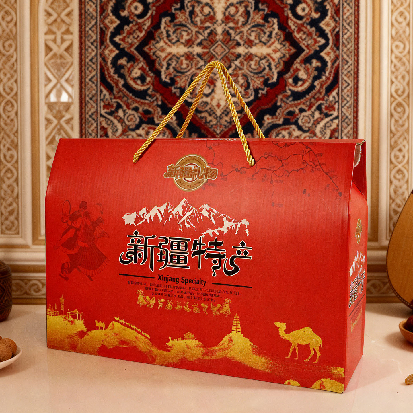 新疆特产礼盒包装盒空盒子手提年货坚果红枣核桃干果礼品盒可定制