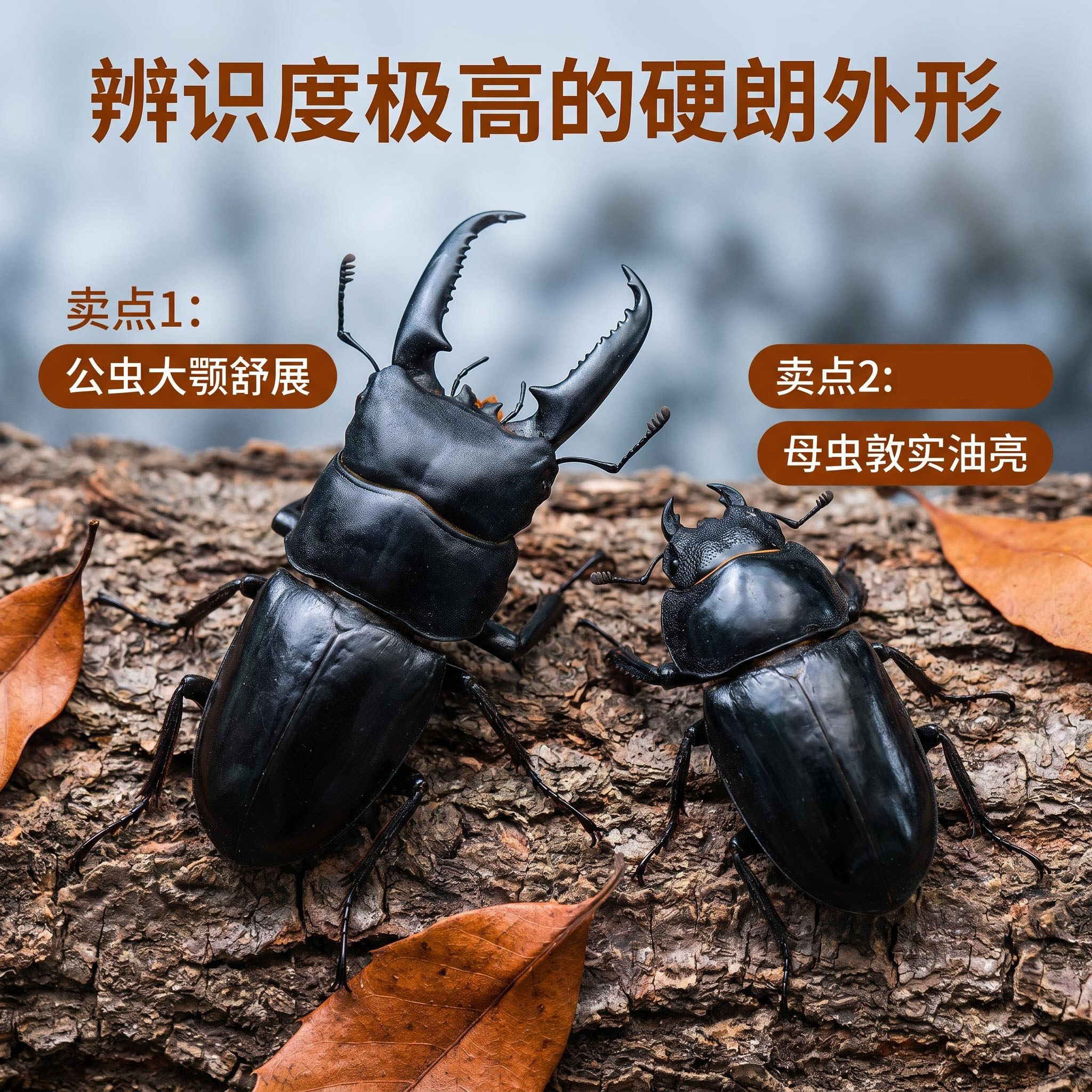 中华大扁锹好养锹形虫甲虫成虫独角仙入门活体科普昆虫锹甲宠物图片