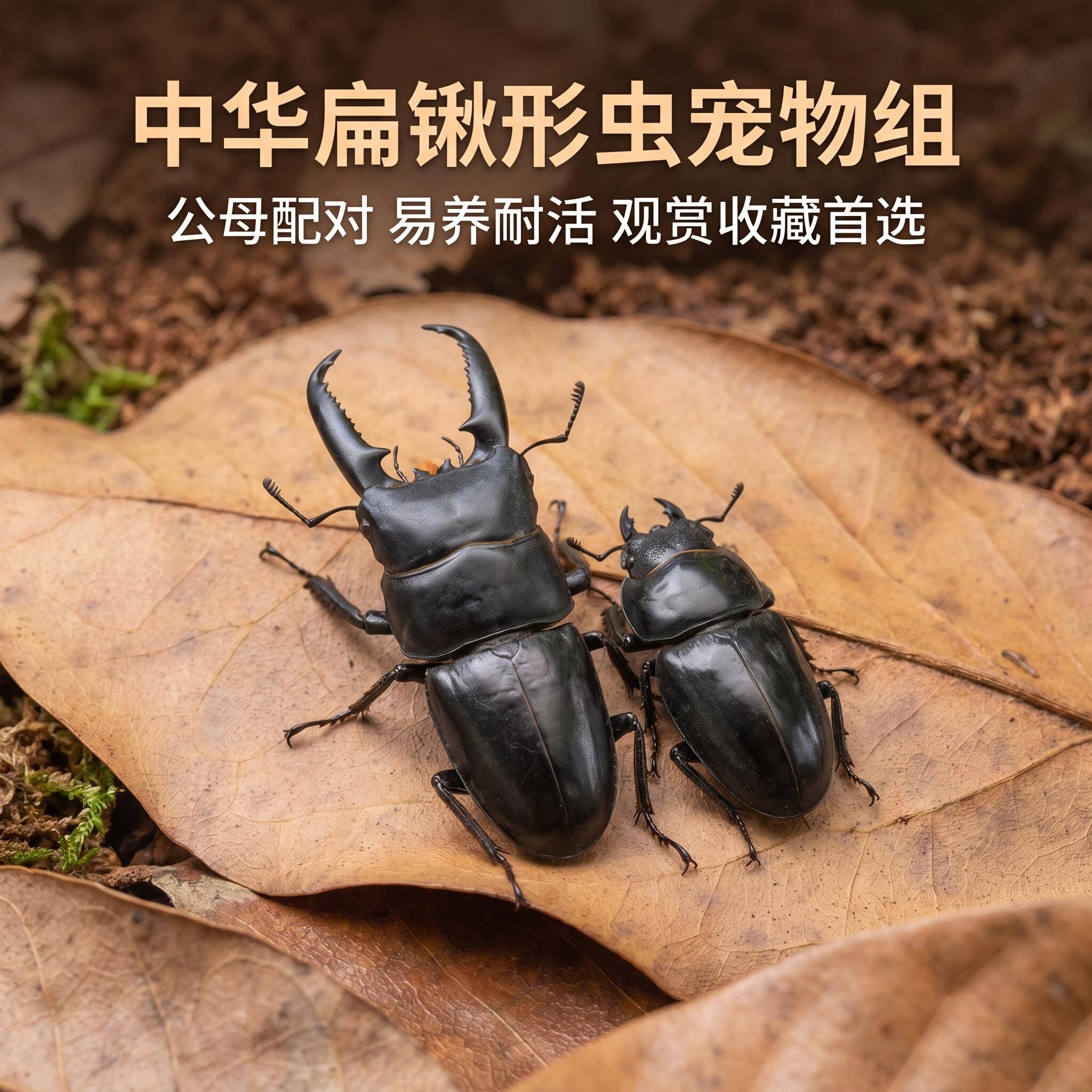 中国扁锹甲中华大扁锹成虫幼虫新手甲虫饲养套餐独角仙宠物活体图片