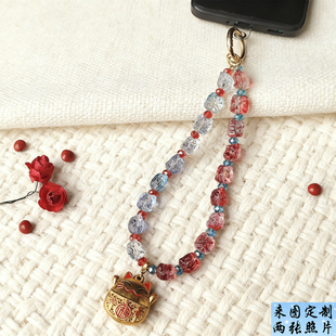 可爱吊坠diy招财猫平安合金暴富章若楠赵今麦包包挂件汉服配饰