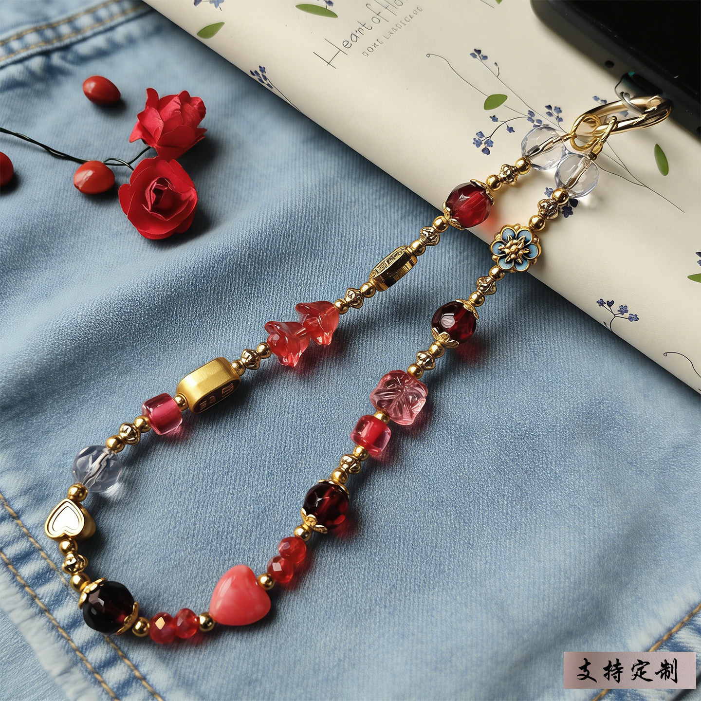 手机链招财朱运C罗梅西内马尔姆巴佩暴富聚财挂件绳照片超闪纪念