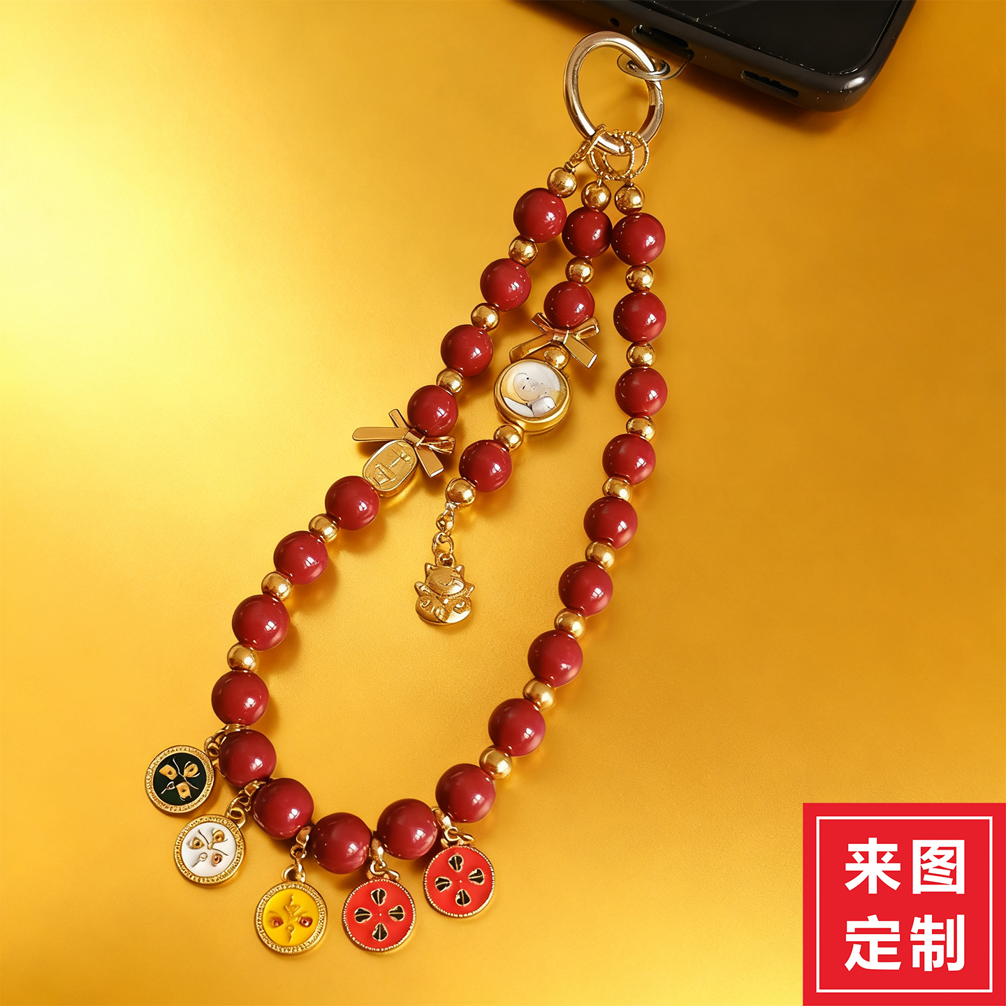 中国风腕带diy招财猫暴富平安聚财刘昊然刘浩存生日礼物包包挂件