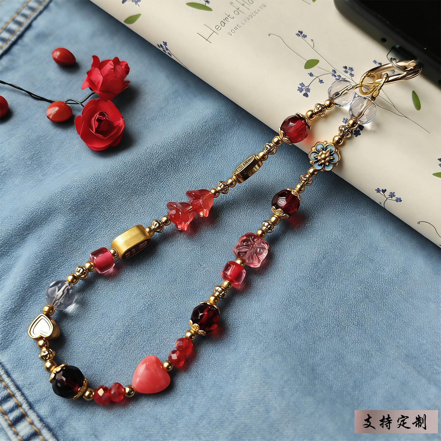 手机链新款轻奢小众植物大战僵尸聚财防丢手工挂件绳随身挂绳纪念