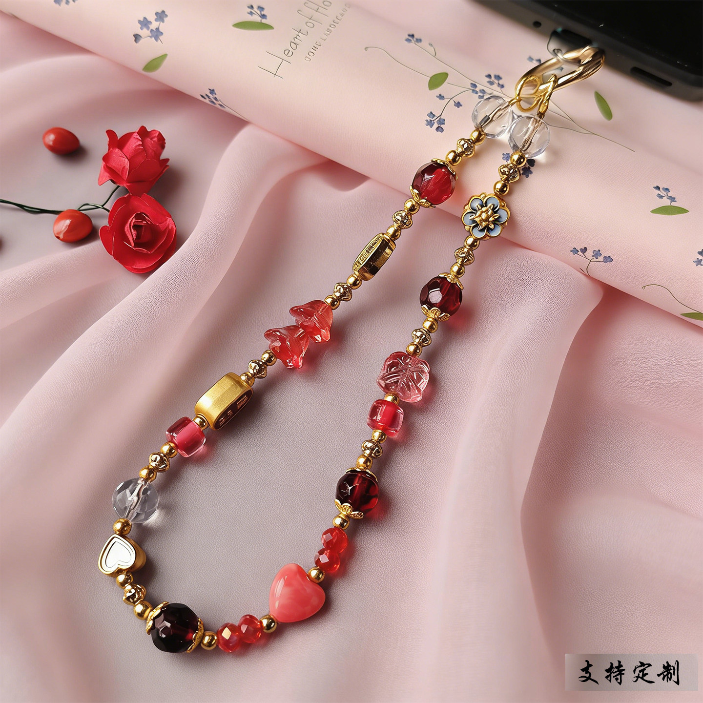 手工手机链文创轻奢小众假面骑士极狐喜庆多宝背夹挂绳户外旅行