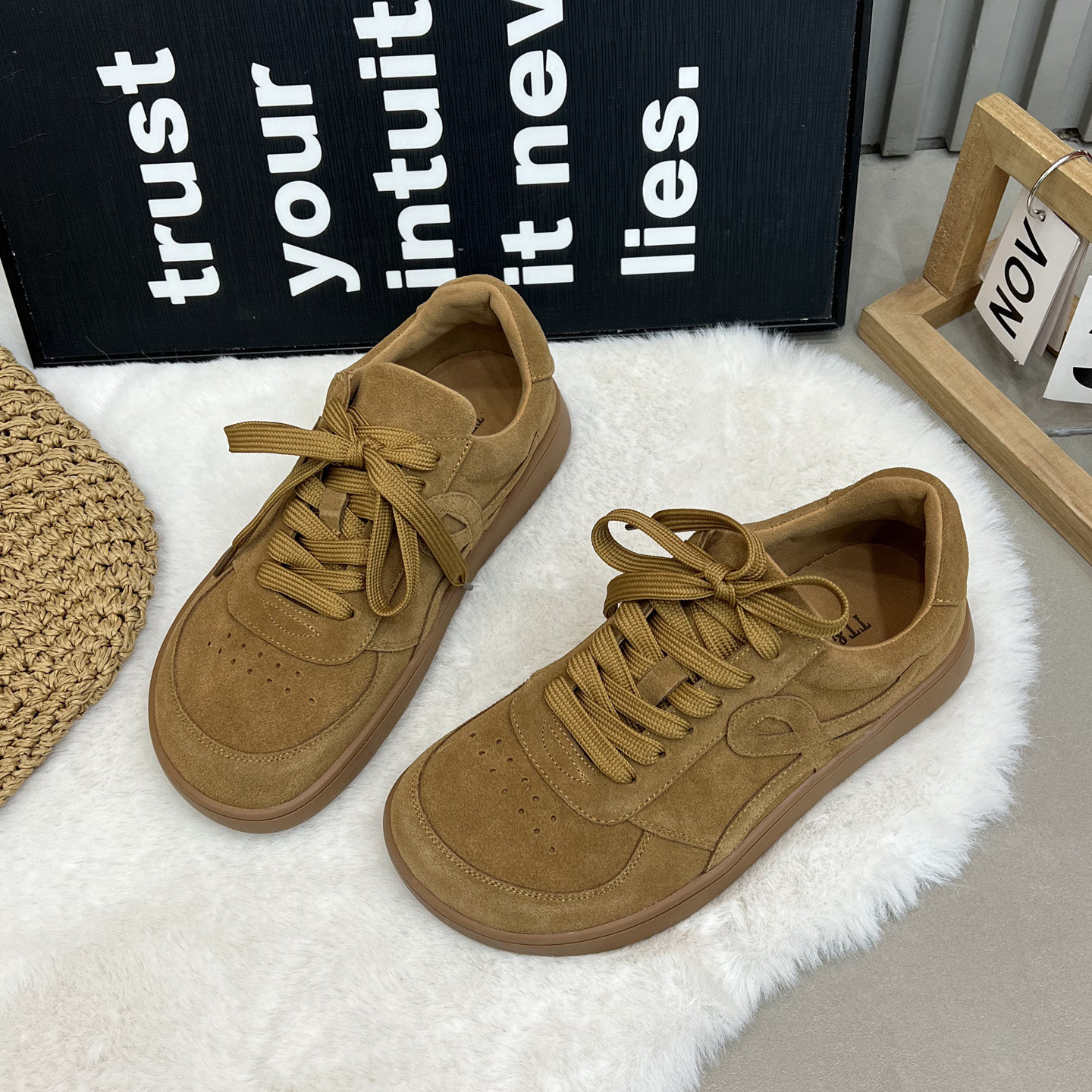 真皮复古勃肯鞋大头阿甘鞋女2026新款简约平底百搭系带休闲德训鞋,女鞋,勃肯鞋/软木鞋,淘宝优惠券,粉丝福利购,淘宝优惠卷