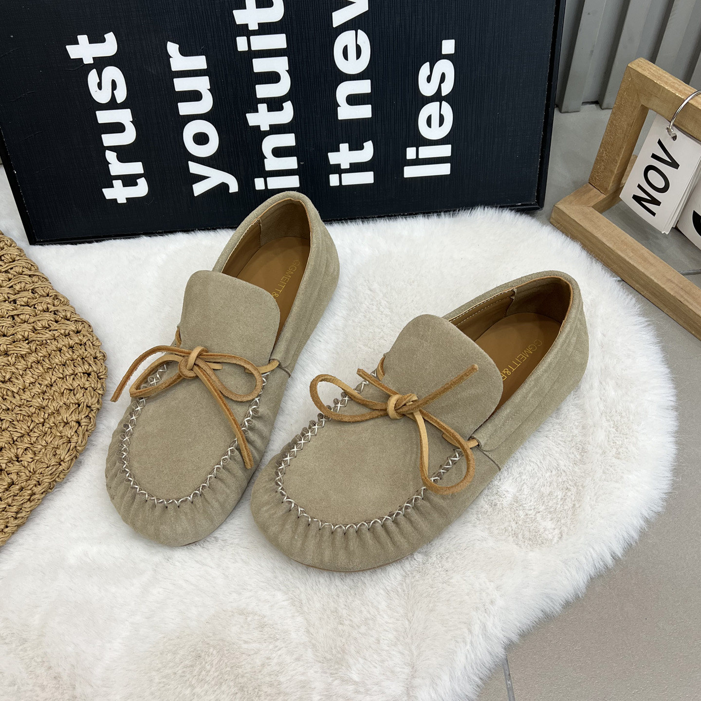 2026春新款韩版圆头乐福鞋女蝴蝶结平底一脚蹬豆豆鞋时尚休闲单鞋,女鞋,乐福鞋（豆豆鞋）,淘宝优惠券,粉丝福利购,淘宝优惠卷