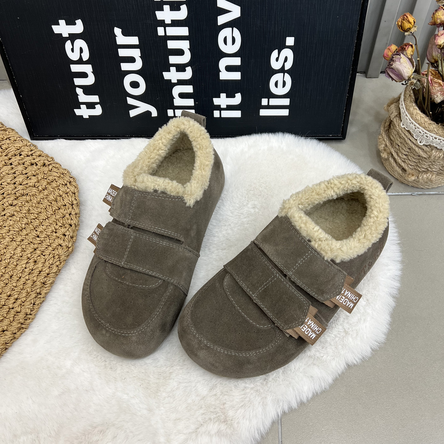 复古真皮勃肯鞋2025新款冬季棉鞋