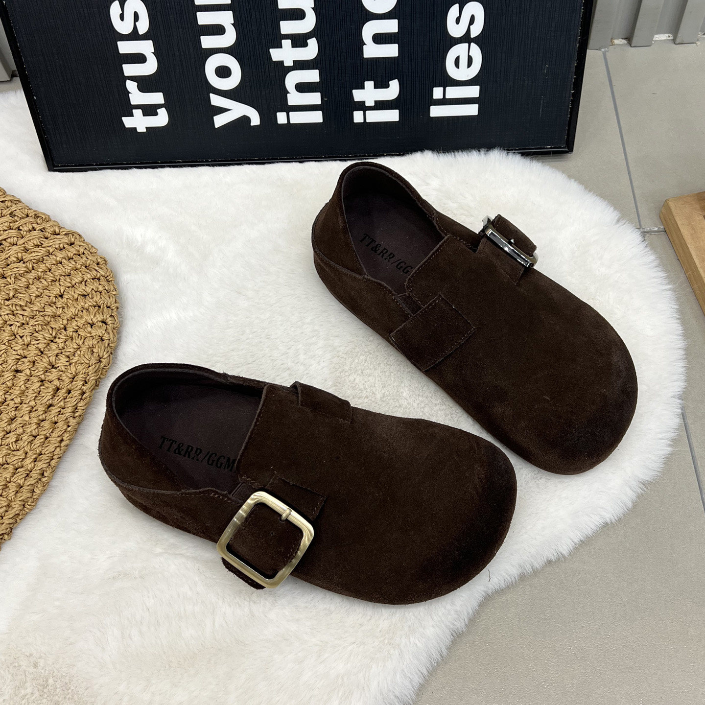 磨砂皮全包勃肯鞋女森系复古风擦色做旧一脚蹬真皮休闲鞋女鞋单鞋,女鞋,勃肯鞋/软木鞋,淘宝优惠券,粉丝福利购,淘宝优惠卷