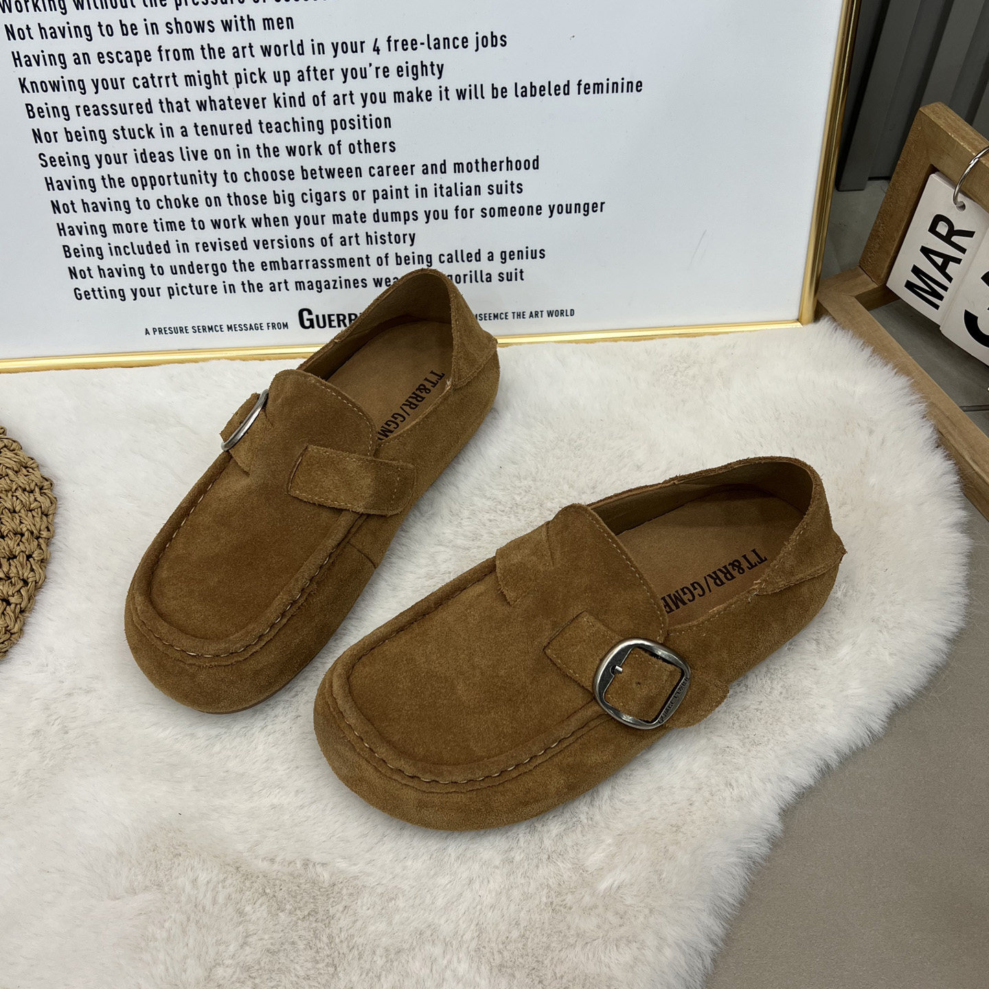 真皮厚底勃肯鞋女2026春季新款复古风增高休闲单鞋百搭圆头乐福鞋