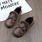 女加绒豆豆鞋 森系百搭毛毛鞋 复古软底娃娃鞋 棉瓢鞋 女2024春季 新款