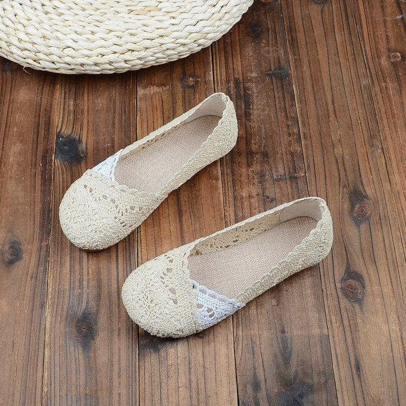 Mori girl Lace literature Retro Women's Shoes summer Hollow Sandals Shallow mouth Flat shoes fairy comfortable Cotton and hempin the Women's Shoes, Sandals, Crocs category - from Buy2taobao.com to provide professional Taobao agent buy service