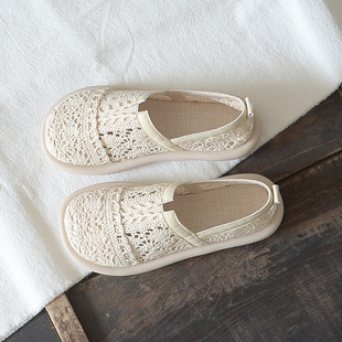 森系文艺复古平底渔夫鞋 包头凉鞋 镂空透气网鞋 新款 女 女2025年夏季