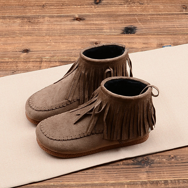 复古磨砂绒面后拉链流苏短靴女平底圆头休闲短筒马丁靴及踝裸靴子,女鞋,时装靴,淘宝优惠券,粉丝福利购,淘宝优惠卷