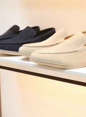 意式奢华老钱风2025新款男士豆豆鞋反绒牛皮懒人一脚蹬乐福鞋1253