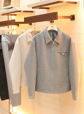 2025秋冬季新款高端男士复古商务休闲风羊毛混纺翻领夹克外套1760